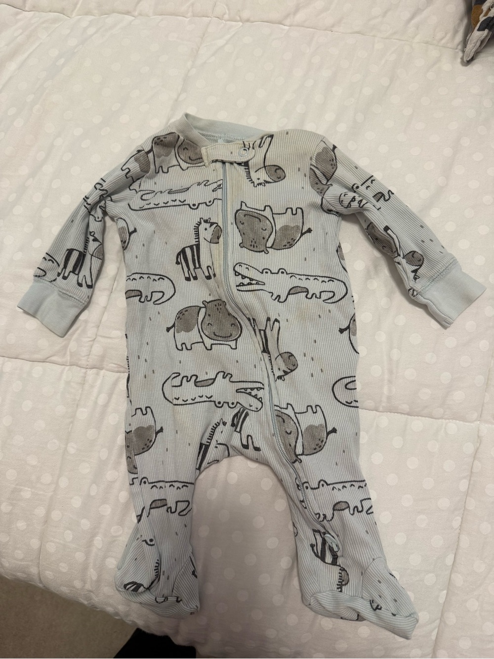 Carter's Light Blue Animal Print Footed One-Piece